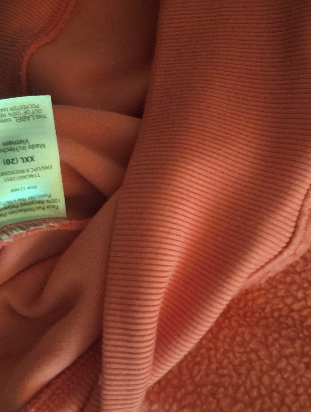 Time and Tru Coral Pink Crewneck Plush Sweatshirt - Picture 3 of 6